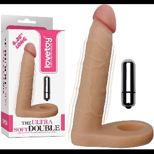 Lovetoy Ultrasoft Double Vibrerende Voorbinddildo voor dubbele penetratie 16 cm