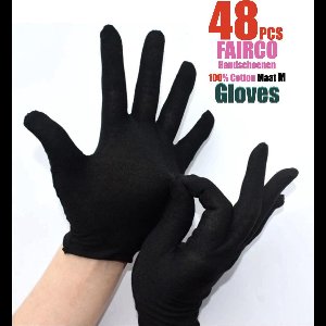48 Stuks Zwart katoenen Handschoen Maat M, 24 Paar katoenen Handschoen – 48Pcs Black Gloves 24 Pairs Soft Cotton Gloves Coin Jewelry Silver Inspection Gloves Stretchable Lining Glove - Gloves 100% Cotton