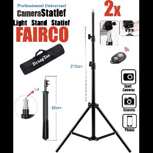 1Paar Professioneel Universeel Camera Statief 2M hoog Voor Smartphone, Actioncam, GoPro, Fotocamera, Studio Lamp en Spiegelreflexcamera Inc. Bluetooth Afstandsbediening, Telefoonhouder, 360 ° Mini Bal en GoPro Adapter - Statief - Tripod HiCHi®