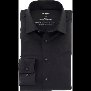 OLYMP Luxor 24/Seven modern fit overhemd - zwart tricot - Strijkvriendelijk - Boordmaat: 38