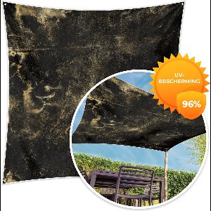MuchoWow® - Schaduwdoek - Goud - Zwart - Luxe - Structuur - 96% UV-bestendig - Hoogwaardig polyester - Zonnedoek - Weerbestendig - Tuin - Tarp - 300x300 cm