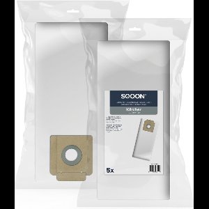 SQOON® Stofzuigerzakken Geschikt voor Kärcher T7 / T9 / T10 3-D - Vervangt 6.904-333.0 / 69043330 / 6.904-335.0 / 69043350 - 5 Stuks
