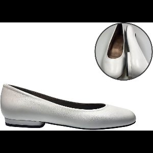 Stravers - Ballerina's met laag hakje Maat 45 Wit Zacht Leer Dames Grote Maten