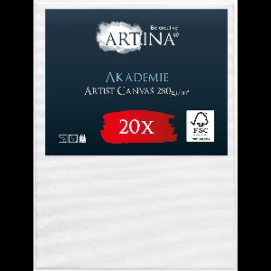 Artina Akademie – Set van 20 Schilderdoeken Canvas 30x40 cm – Spieraam van FSC® Hout – Wit Canvas 100% Katoen – 280 g/m136