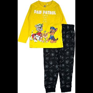 Paw Patrol 4 pups pyjama katoen geel/zwart maat 92