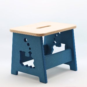 Houten kruk voor kinderen - Kinderkruk - Opstapje - Blauw - Trein