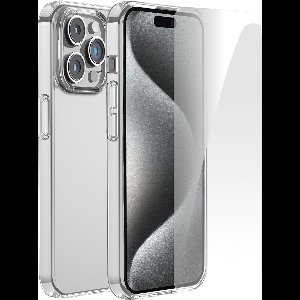 Telefoonhoesje Doorzichtig Geschikt voor Iphone 15 Pro max Hoesje Transparant Met Screenprotector Beschermglas