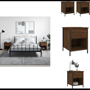 vidaXL Nachtkastje - Nachtkastjes - Kast - Slaapkamermeubel - Nachtkastjes 2 st 40x42x50 cm bewerkt hout bruin eikenkleur