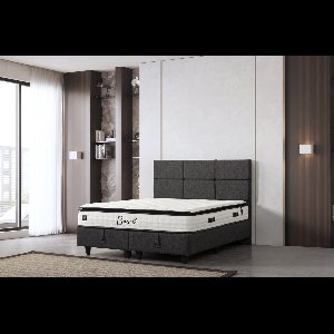 BSS Bedding Relax - Bed Boxspring Set - Complete Boxspring - 160x200 - Slaapkamerbed - 1 x Matras met Topper - 2 x Bedbox - 1 x Hoofdbord