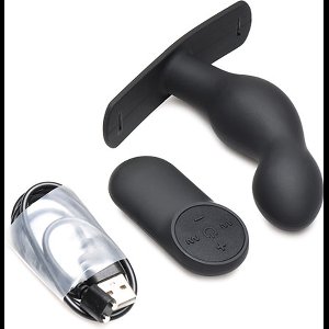 XR Brands P-Spot Plugger - Siliconen Prostaatplug met Harnas en Afstandsbediening black