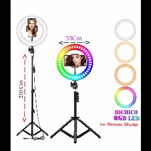 LED Ring Light 33Cm Multicolour Met Statief 210Cm Inclusief Bluetooth afstandsbediening en Telefoonhouder Selfie - lamp - Ringlamp - Statief - Tik tok - flitser - Make up light - Studiolamp - Ring Light