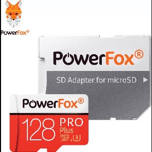 PowerFox® PRO Plus MicroSDXC 128GB met adapter + kaartjeshouder