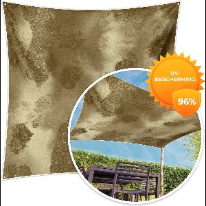 MuchoWow® - Schaduwdoek - Goud - Abstract - Verf - 96% UV-bestendig - Hoogwaardig polyester - Zonnedoek - Weerbestendig - Tuin - Tarp - 300x300 cm