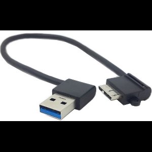USB Micro B haaks naar haakse USB-A kabel - USB3.0 - tot 2A / zwart - 0,25 meter