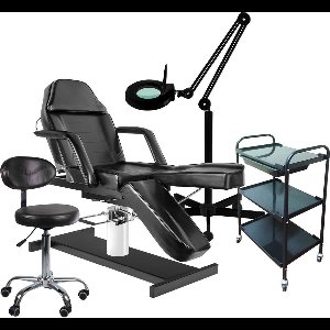 Behandel/pedicure starter set zwart INCL. behandelstoelhoes  (61)-Pedicurestoel- Behandelstoel- Loeplamp- instrumententafel- Werkstoel