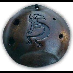 Songbird Kokopelli Pendant Ocarina - 6 Holes - Ceramic - D Major (Alto) + Songbook