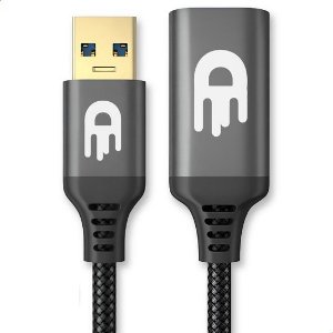 Drivv. Premium USB Verlengkabel 3.0 - Mannelijk naar Vrouwelijk - USB Data Kabel - Snelle Overdracht - 5Gbps - Nylon - 3 Meter - Zwart