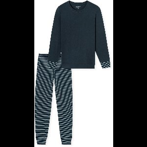 Uncover by Schiesser Dames pyjama lengte donkerblauw - UNCOVER Nachtkleding Dames Pyjamaset - donkerblauw
