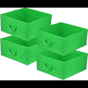 LAVITA® Opbergmand Textiel - 31x31x15 Groen 4 Stuks - Opbergbox Kast Organizer Opbergdoos - Kastlade Verdeler Voor Kleding Ondergoed Badkamer Kledingkast - Vouwdoos Stoffen Doos Opbergdozen