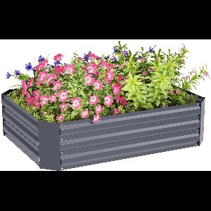 Outsunny verhoogde plantenbak - staal - donkergrijs