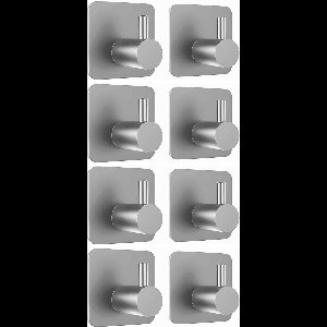 House of Husk 8 Stuks RVS Wandhaak – Zelfklevende Handdoek Haakjes - Multi Wandhaakje - Muur Haak – Deurhaak - Zilver