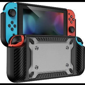 Grip TPU Bescherm Hoes Cover Case geschikt voor Nintendo Switch OLED - Zwart