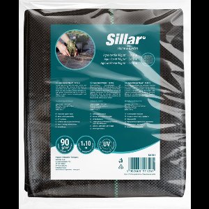 Sillar, onkruidvlies tuinvlies, tegen onkruid, agrotextiel, plantenbescherming, duurzaam, UV-bestendig, agrotextiel voor het snijden, universeel, 90 g/m2, 1m x 10m, zwart