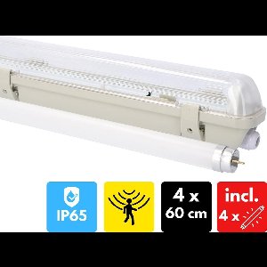 Proventa Outdoor LED TL verlichting met bewegingssensor en lichtsensor - Waterdicht - 4 x 60 cm - Tl-buizen - Tl-armaturen - Tl-verlichting