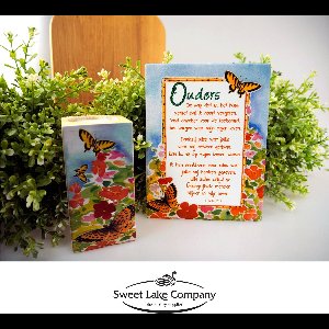 Theelichthouder met gedichtentegel Ouders, kado, liefdekado, gedicht,waxinehouder