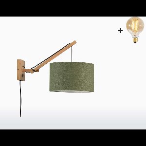 Wandlamp - ANDES - Bamboe/Linnen - Korte Arm - Naturel