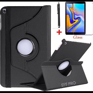 Samsung Galaxy Tab S6 Lite 10.4” (SM-P610 / SM-P615), HiCHiCO Tablet Hoes met Stylus Pen, draaistand Cover Tablet hoesje, Magnetische Stand Case Leather Flip Cover Tablet Case smart Cover Zwart + Tempered Glass screen protector