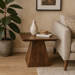 Mangohouten Salontafel Nova Vierkant 60x60 cm Donkerbruin Mahom Industrieel - Kleine tafel van Mangohout & Metaal - Industriële Huiskamertafel