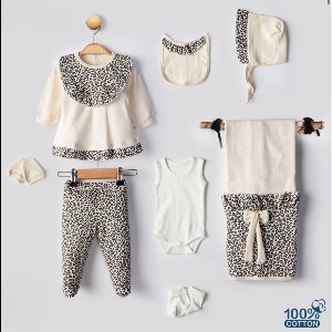 Leopard - Baby newborn 8-delige kleding set meisjes - Newborn kleding set - Newborn set - Babykleding - Babyshower cadeau - Kraamcadeau