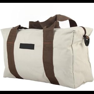 Canvas Tool Bag with Wide Mouth Grey Waterproof Handbag with High Capacity for Woodworking (18 inch)