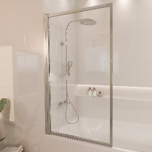 Lomazoo Badwand Salvador - 80 X 140 Cm - Chroom - Nano Coating Anti-kalk - Draaibaar - Helder Glas