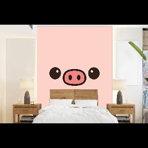 Behang - Fotobehang Varken - Roze - Minimalistisch - Breedte 165 cm x hoogte 220 cm