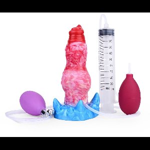 Kiotos Monstar - Blow Cum Cock - Opblaasbare Spuitende Dildo - Rood/Roze/Blauw