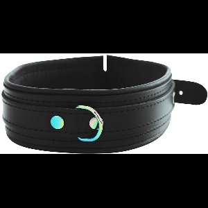 Kiotos - Premium Lederen Collar - Metalen Hardware in Unicorn Kleuren - Zwart/Rainbow