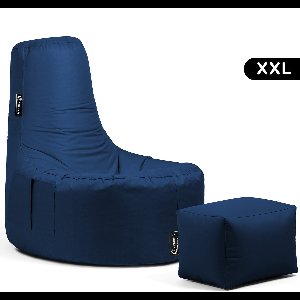 Casacomfy – Gamer XXL – Zitzak met Voetenbankje – Donker Blauw – Waterbestendig