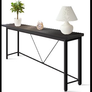 IvoQ Sidetable Zwart – Consoletafel – Haltafel – Industrieel - Smal & Stijlvol - 120x23x74