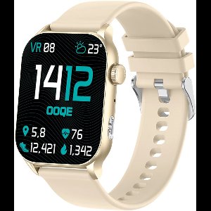OOQE WATCH PRO 8 - Smartwatch Heren en Dames | Geschikt voor iOS en Android | AMOLED | Notificaties | Gezondheidsanalyse | Sportanalyse | GPS Koppeling | Bellen | Muziek/Audio Luisteren | Ergonomisch | Nederlandstalig | Goud