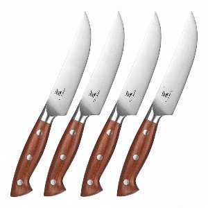 Luxe 4-delige Steakmessenset – Duits 1.4116 Staal – Redwood Handvat – Geschenkdoos – KAAMUT®