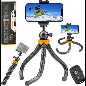 Studio ME Telefoon Statief - 25 cm - Tripod Smartphone - Flexibel - Zwart - Gorillapod - Telefoonhouder - Incl. Bluetooth Afstandsbediening - Tripod Iphone - Statief Telefoon