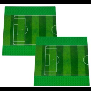 Uniblocks City wegenplaat Voetbalveld 2 stuks - 25,5 x 25,5 cm | combineer met Lego city wegplaten | grondplaten 32x32 noppen | afmeting 25, 5 m x 25,5cm | wegen | auto's | Geschikt voor LEGO | wegplaat