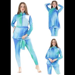 Burkini, Boerkini, Islamitische badpak blauw-groen maat M