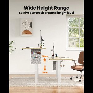 Computerbureau elektrisch verstelbaar 120x60 cm – In hoogte verstelbaar zit-sta bureau met geheugenfunctie, stil motorsysteem, opbergtas & stevig metalen frame – Industrieel design – 80 kg draagkracht – IndustrialHome