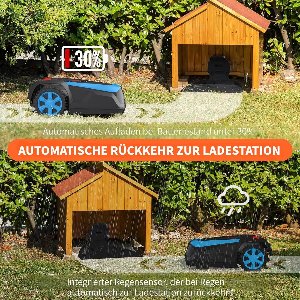Indsutrialhome LEADZM Mähroboter | Rasenmäher‑Roboter tot 1200 m² | Bluetooth & WLAN | Zelflaadend | Snijhoogte 25‑65 mm | 47 % helling | 22 cm snijbreedte | IPX5 waterdicht