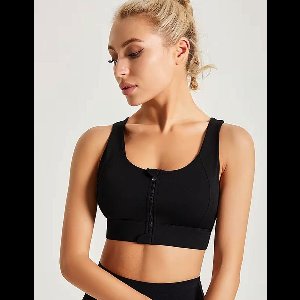 Zip up Sport bh with cross back - zwart - M