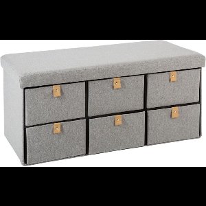 Dubbele opvouwbare poef met 6 laden - grijs