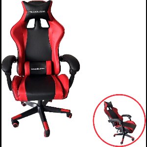 Rebblers Dominator Gaming Stoel - Zwart/Rood - Ergonomisch - Verstelbaar - Gamestoel - Bureaustoel - Gaming Chair - Game Stoel